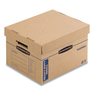 Bankers Box® Smoothmove Maximum Strength Moving Boxes, Small, Half Slotted Container (hsc), 15" X 15" X 12", Brown Kraft-blue, 8-pack freeshipping - TVN Wholesale